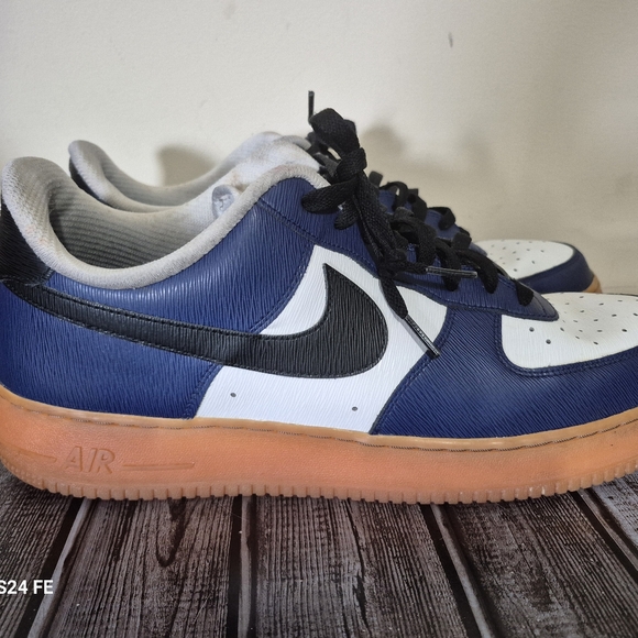 NIKE AIR FORCE 1 LOW ID NIKE BY YOU. Blue White Gum Brown Sole Mens Size 14 CT78 - Picture 1 of 9